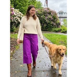 Anthropologie Maeve Colette Cropped Wide-Leg Pants Purple Size 18 EUC